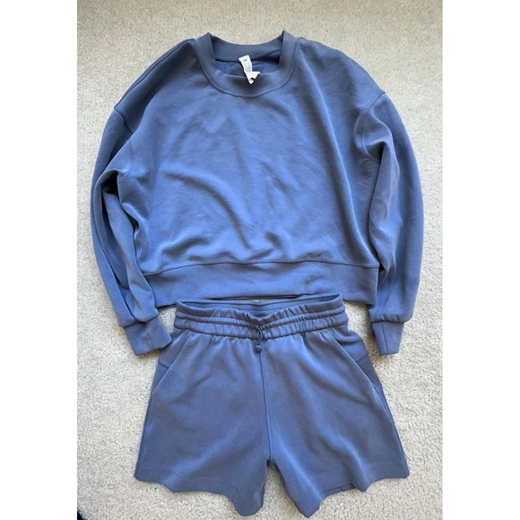 lululemon athletica Pants - lululemon Matching Size 4 Set- Softstreme Crewneck Top & High Rise Shorts Blue